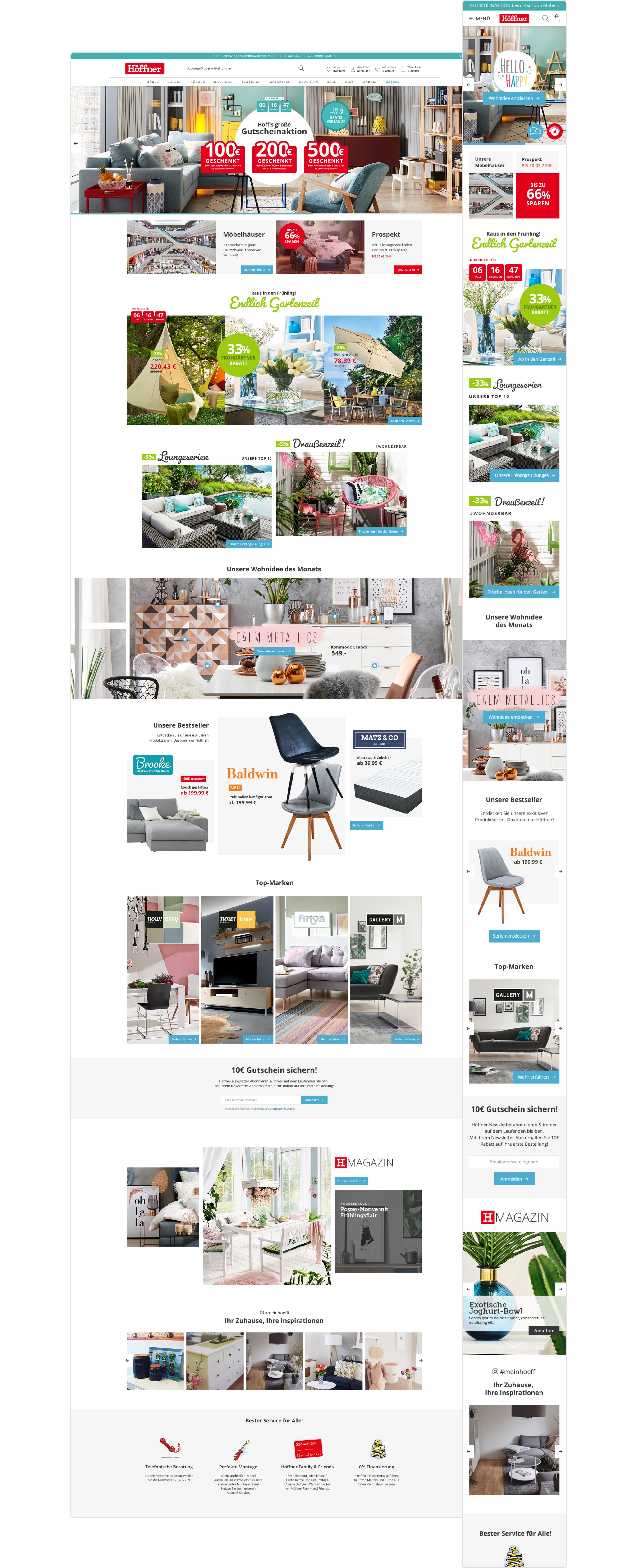 Full Redesign of Möbel Höffner Homepage on Desktop and Mobile