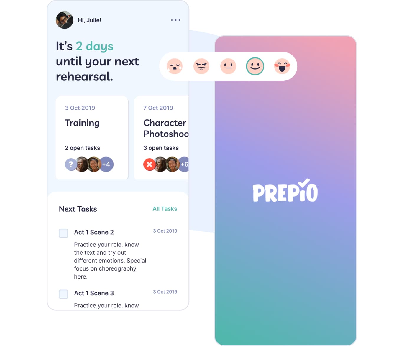 Preview on homescreen and loading screen of the Prepio App